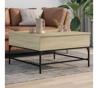 ZfiPhranillus Table basse 80 x 80 x 45 cm chêne Sonoma, 2 compartiments cachés, bois et métal, moderne, robuste