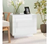 ZfiPhranillus Table basse blanche brillante 51 x 50 x 45 cm en bois avec porte design moderne pour salon, chambre à coucher, bureau