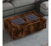 ZfiPhranillus Table basse LED avec miroir Infinity - 116 x 69 x 40 cm - Chêne fumé - Design moderne - Éclairage RVB - Étagère stable pour salon, chambre à coucher, bureau