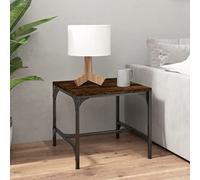 ZfiPhranillus Table d'appoint 40 × 40 × 35 cm, bois et acier, hauteur réglable, design industriel, salon, chambre à coucher, couloir