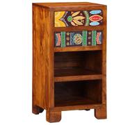 ZfiPhranillus Table d'appoint en acacia - 40 x 35 x 75 cm - Bois massif avec tiroirs colorés - Design moderne - Robuste et durable - Pour salon, chambre à coucher