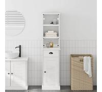 ZfiPhranillus VIGO Lot de 2 meubles de salle de bain en pin massif avec 4 étagères et tiroir, armoire haute pour petites salles de bain 37 x 34 x 150 cm, marron/blanc