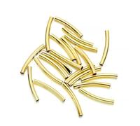 ZFISH Lot de 50 à 100 pièces de perles d'espacement courbes en cuivre rayé de 25 à 30 mm pour la création de bijoux (bracelets, colliers, etc.) - Or - 2 x 25 mm (100 pièces)