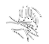 ZFISH Lot de 50 à 100 pièces de perles d'espacement courbes en cuivre rayé de 25 à 30 mm pour la création de bijoux (bracelets, colliers, etc.) - Argent - 2 x 25 mm (100 pièces)