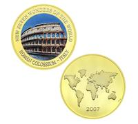 ZFJHALOEP Pièce commémorative plaquée Or Sept Merveilles du Monde Pièce de Collection Grands bâtiments Pièces Souvenirs Décoration intérieure