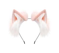 ZFKJERS Bandeau fait à la main avec oreilles de renard et de chat - Accessoire de fête pour cosplay, rose et blanc