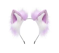 ZFKJERS Bandeau fait à la main avec oreilles de renard et de chat - Accessoire de fête pour cosplay - Violet et blanc