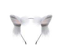 ZFKJERS Oreilles de chat en fourrure de renard, loup, fait à la main, accessoire de tête pour cosplay, Halloween, gris