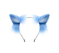 ZFKJERS Oreilles de chat en fourrure de renard, loup, fait à la main, accessoire de tête pour cosplay, Halloween, bleu