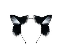 ZFKJERS Oreilles de chat en fourrure de renard, loup, fait à la main, accessoire de tête pour cosplay, Halloween, noir