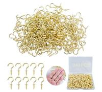 ZFKXGS 240 PCS Crochet a Visser Petit Piton à Visser Doré 1/2 Pouch Vis Crochet de Plafond Bois Crochets à Visser Métal pour Suspendre des Plantes Pot Mangeoires à Oiseaux Tasse Lumières (avec Boîte)