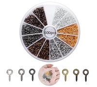 ZFKXGS 600 PCS Mini Crochet a Visser 4x8mm Piton à Visser Piton à Crochet Vis Oeillets Rond Metal Piton a Oeil Petite Vis à Oeil Auto-taraudeuses pour Bois Résine Bijoux Perles DIY Artisanat