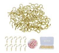 ZFKXGS 80 PCS Crochet a Visser Petit Piton à Visser Doré 1/2 Pouch Vis Crochet de Plafond Bois Crochets à Visser Métal pour Suspendre des Plantes Pot Mangeoires à Oiseaux Tasse Lumières (avec Boîte)