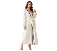 ZFLBDBG Chemise de Nuit Sexy à Bretelles Femmes Printemps Et Été Mode Soie Mi-Longueur Suspendeur Robe en Deux Pièces Ensemble Peut Être Porté L'extérieur-Couleur Fauve-l