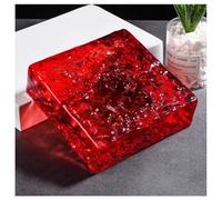 Zfmnoyev 1 Brique De Cristal Carrée, Transmission Lumineuse Et Intimité Assurées, Briques De Verre Colorées Isolantes Thermiquement pour Bars, Hôtels Et Bureaux(Rosso,150x150x50 mm)
