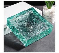 Zfmnoyev 1 Brique De Cristal Carrée, Transmission Lumineuse Et Intimité Assurées, Briques De Verre Colorées Isolantes Thermiquement pour Bars, Hôtels Et Bureaux(Green-A,100x100x50 mm)