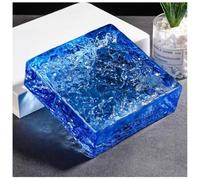Zfmnoyev 1 Brique De Cristal Carrée, Transmission Lumineuse Et Intimité Assurées, Briques De Verre Colorées Isolantes Thermiquement pour Bars, Hôtels Et Bureaux(Blue-B,100x100x50 mm)