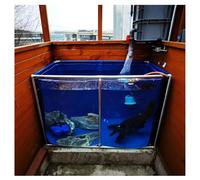 Zfmnoyev Bassins À Poissons Pliables D'extérieur avec Panneau De Visualisation Transparent, Bâches en PVC avec Armature en Acier, Réservoir De Stockage d'eau avec Vanne De Vidange(1.5x1x0.4 m)