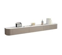 Zfmnoyev Console Multimédia Murale en Bois, Meuble TV Suspendu, Console Multimédia avec Étagère De Rangement, Portes Abattantes Et Tiroirs, pour Salon, Chambre Ou Bureau(180x24x20cm)