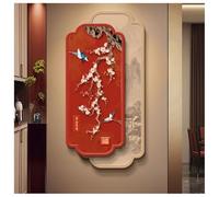 Zfmnoyev Décoration Murale Suspendue en Grès Double Couche sans Cadre, Sculpture Murale 3D Lumineuse À Brancher, Tableaux Muraux Orientaux Traditionnels, pour Salon(Red-D,60x120 cm/23.6x47.2 in)