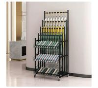 Zfmnoyev Étagère De Rangement À roulettes pour Parapluies, Support Porte-parapluies en Métal Robuste, Organiseur Multi-usages avec Crochets pour Supermarché, Maison Ou Bureau(Zwart,75x45x170 cm)