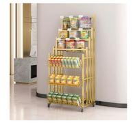 Zfmnoyev Étagère De Rangement À roulettes pour Parapluies, Support Porte-parapluies en Métal Robuste, Organiseur Multi-usages avec Crochets pour Supermarché, Maison Ou Bureau(Gold,55x35x150 cm)