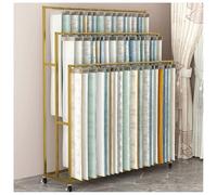 Zfmnoyev Grand Présentoir À roulettes pour Tissus, Organiseur D'échantillons De Tissus en Métal Robuste, Support À Poser Au Sol pour Rideaux, Courtepointes Et Couvertures(Gold,150x40x180 cm)