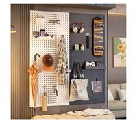 Zfmnoyev Kit Combiné De Panneaux Perforés Muraux, Organiseur Mural en Métal Perforé, Panneaux De Rangement Suspendus avec Crochet, pour Chambre, Garage, Cuisine(Zwart,100x50 cm)