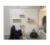 Zfmnoyev Kit D'organisation Murale avec Panneau Perforé, Panneau Perforé en Bois, Panneau Suspendu D'entrée, Panneau Perforé pour Organisation Murale pour Chambre, Bureau(Natural,60x120 cm)
