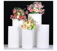 Zfmnoyev Lot De 5 Socles Cylindriques Ronds pour Fête, en Métal Robuste, Très Résistants, pour Décoration Artistique De Mariage Ou Table À Desserts