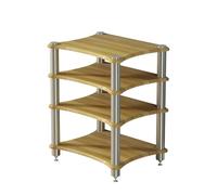 Zfmnoyev Meuble Multimédia Audiovisuel 1/2/3/4 Niveaux, Tour De Rangement Audio Stéréo, Meuble De Rangement pour Composants Vidéo, pour La Maison, Le Bureau(Natural,60x48x85 cm)