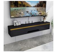Zfmnoyev Meuble TV Suspendu avec Porte Abattante Supérieure, Meuble TV Mural avec Étagère, Meuble De Rangement Multimédia, Gain De Place, pour Salon Ou Chambre(Black-A,130x20x18.4 cm)