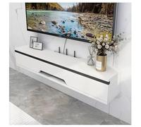 Zfmnoyev Meuble TV Suspendu avec Porte Abattante Supérieure, Meuble TV Mural avec Étagère, Meuble De Rangement Multimédia, Gain De Place, pour Salon Ou Chambre(White-A,130x20x18.4 cm)