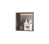 Zfmnoyev Niche De Douche avec Éclairage LED, Étagères Encastrées en Acier Inoxydable, Meuble De Salle De Bain Mural À 1, 2, 3 Ou 4 Niveaux, Étanche, sans Carrelage(Grey,32x32x12.5 cm)