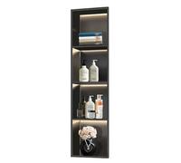 Zfmnoyev Niche De Douche avec Éclairage LED, Étagères Encastrées en Acier Inoxydable, Meuble De Salle De Bain Mural À 1, 2, 3 Ou 4 Niveaux, Étanche, sans Carrelage(Zwart,120x28x12.5 cm)