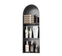 Zfmnoyev Niche De Douche en Acier Inoxydable en Forme D'arche, Étagère De Rangement Encastrée, Niche Murale De Salle De Bain, sans Carrelage, pour Salon, Toilettes, Hôtel(Zwart,90x30x15 cm)