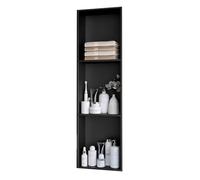 Zfmnoyev Niche De Douche en Acier Inoxydable, Niche Murale De Salle De Bain, Étagère De Douche Encastrée, Pas Besoin De Carrelage, pour Salon, Cuisine, Chambre, Bureau(Zwart,90x28x12.5 cm)