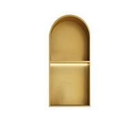 Zfmnoyev Niche De Douche Encastrée en Acier Inoxydable avec Éclairage LED, Cadeau De Rangement Intégré en Forme d'arc, Étagère De Rangement pour Salle De Bain, Maison, Hôtel(Gold,700x280x125 mm)