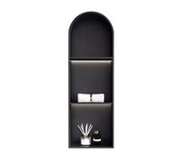 Zfmnoyev Niche De Douche Encastrée en Acier Inoxydable avec Éclairage LED, Cadeau De Rangement Intégré en Forme d'arc, Étagère De Rangement pour Salle De Bain, Maison, Hôtel(Zwart,900x280x125 mm)