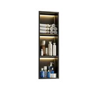 Zfmnoyev Niche De Douche Murale en Acier Inoxydable avec Éclairage LED, Étagères Murales Encastrées pour Éclairage Et Rangement Étanches, Organiseur De Douche Moderne(Zwart,90x28x12.5 cm)