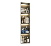 Zfmnoyev Niche De Douche Murale en Acier Inoxydable avec Éclairage LED, Étagères Murales Encastrées pour Éclairage Et Rangement Étanches, Organiseur De Douche Moderne(Grey,120x28x12.5 cm)