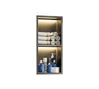Zfmnoyev Niche De Douche Murale en Acier Inoxydable avec Éclairage LED, Étagères Murales Encastrées pour Éclairage Et Rangement Étanches, Organiseur De Douche Moderne(Grey,70x28x12.5 cm)