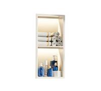 Zfmnoyev Niche De Douche Murale en Acier Inoxydable avec Éclairage LED, Étagères Murales Encastrées pour Éclairage Et Rangement Étanches, Organiseur De Douche Moderne(Blanc,70x28x12.5 cm)
