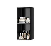 Zfmnoyev Niche De Douche, Niche De Salle De Bain en Acier Inoxydable, Meuble Mural À 1, 2, 3 Ou 4 Niveaux, Aucun Carrelage Requis, Étagère De Douche Encastrée(Zwart,700x280x125 mm)