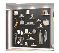 Zfmnoyev Panneau Perforé en Bois Massif, Panneau Perforé Mural De 1,6 Cm D'épaisseur, Kit De Panneau Perforé en Bois avec Accessoires, pour Chambre À Coucher Ou Bureau(Zwart,60x120 cm)