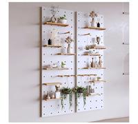 Zfmnoyev Panneau Perforé en Bois Massif, Panneau Perforé Mural De 1,8 Cm D'épaisseur, Panneaux D'organisation Muraux, Panneaux Perforés Modulaires À Trous Ronds pour Cuisine(Blanc,60x120 cm)