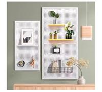 Zfmnoyev Panneaux Muraux en Métal Perforé, Support Mural pour Rangement De Garage avec 10 Crochets, Kit Combiné D'organisation Murale, pour Atelier De Bricolage, Bureau(80x45 cm)
