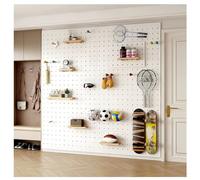 Zfmnoyev Panneaux Muraux Organisateurs Perforés Panneau Perforé en Bois À Fixation Murale (épaisseur 16 Mm) Panneaux Modulaires Perforés pour Cuisine Panneau Mural Perforé(Blanc,60x80cm/23.6x31.5in)