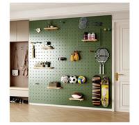 Zfmnoyev Panneaux Muraux Organisateurs Perforés Panneau Perforé en Bois À Fixation Murale (épaisseur 16 Mm) Panneaux Modulaires Perforés pour Cuisine Panneau Mural Perforé(Green,60x80cm/23.6x31.5in)