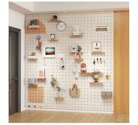 Zfmnoyev Panneaux Muraux Perforés, Panneau De Rangement Mural en Bois De 18 Mm D'épaisseur, Kit De Panneaux Muraux Perforés, pour Chambre, Bureau, Salle De Bain, Bureau(Blanc,80x160 cm)